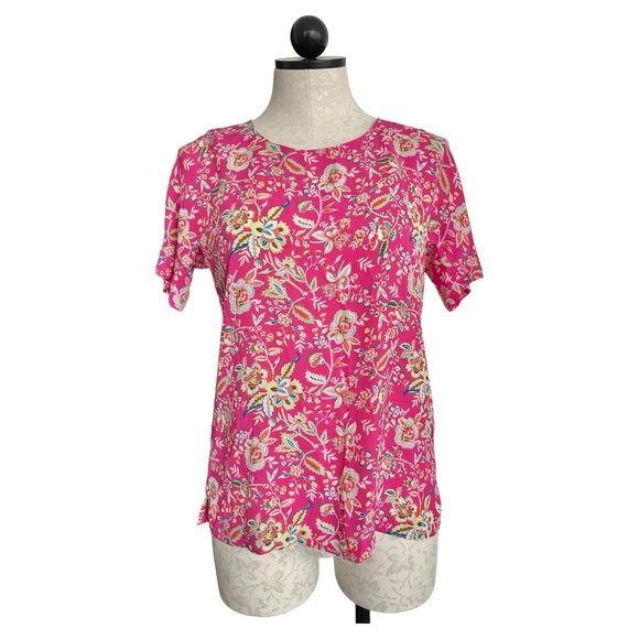 Rose & Olive Pink Floral Blouse Short Sleeve Size XS - Picture 15 of 15